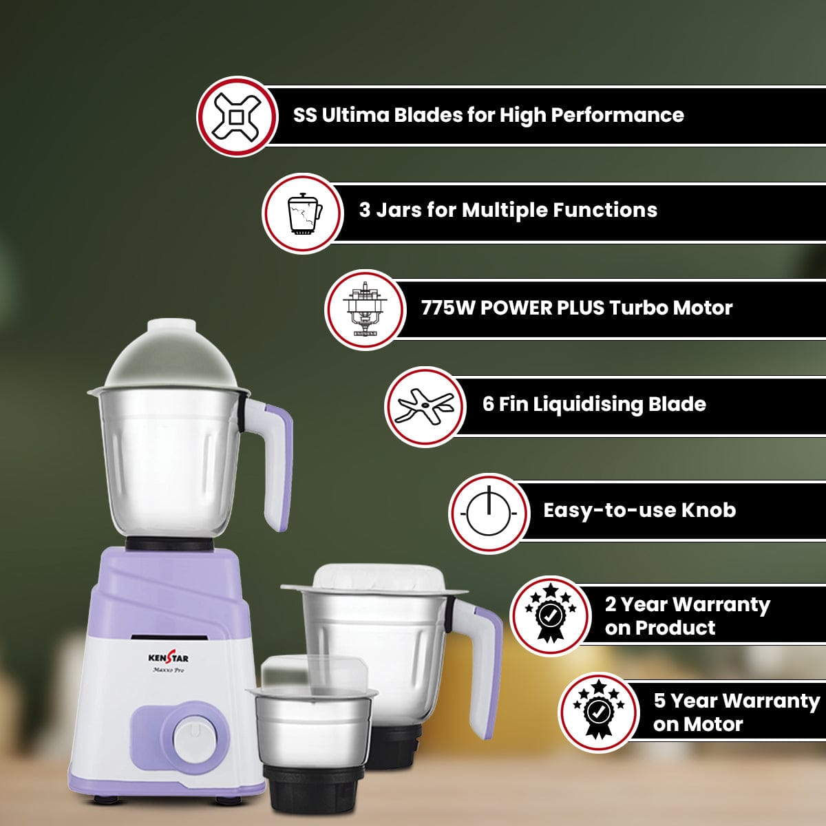 kenstar maxxo pro 5y 775w mixer