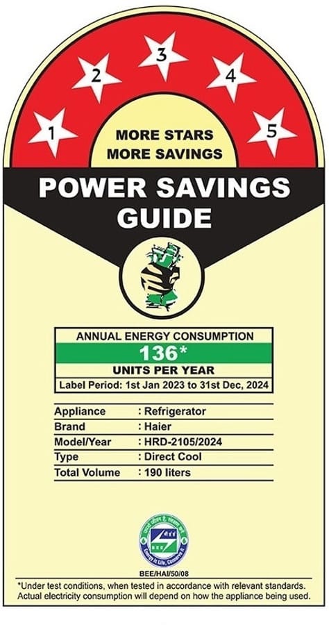 HAIER 2105PZG 190LIT 5STAR
